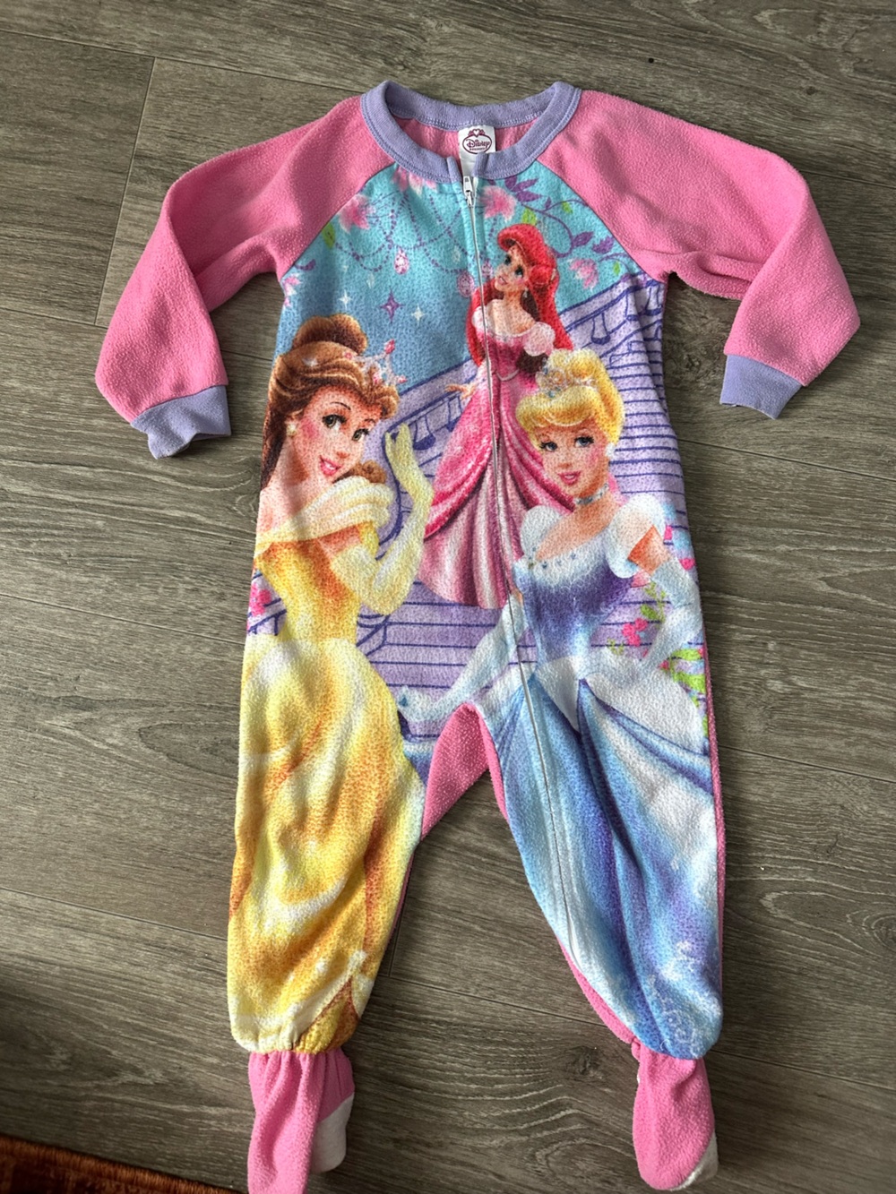 Disney Princess Girls Floral Fleece One-Piece - Pink, Purple, Aqua